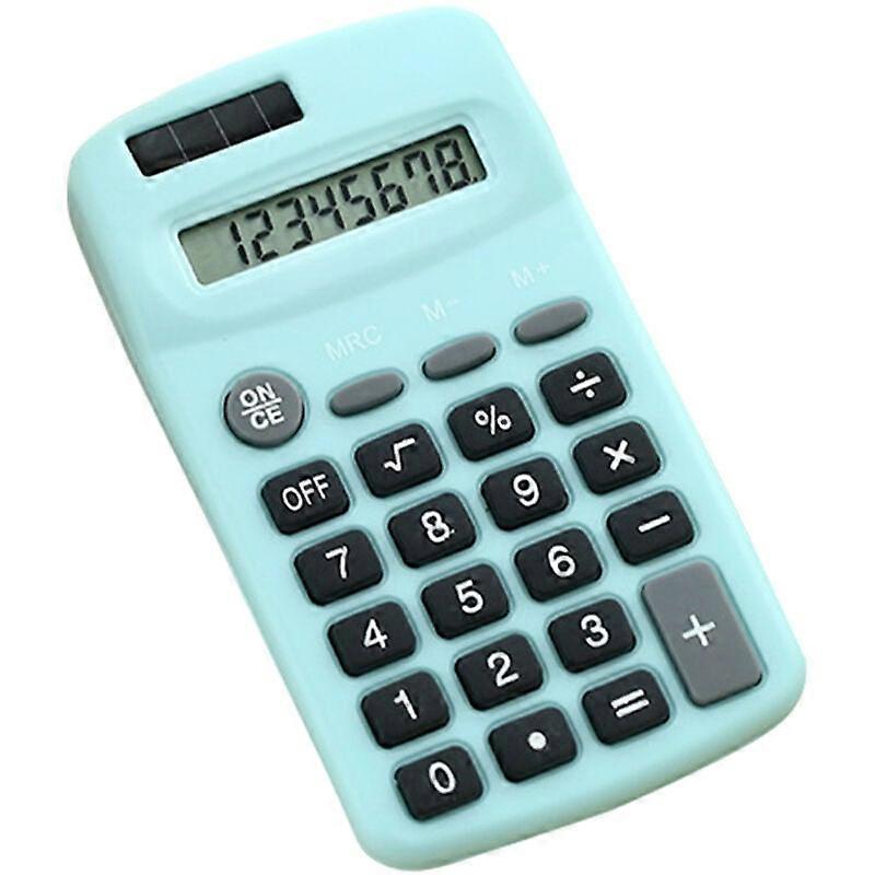 Cute Mini Calculator 8 Digit Display Solar Powered and Dual Battery Portable Electronic Calculator Accounting Tool, Blue