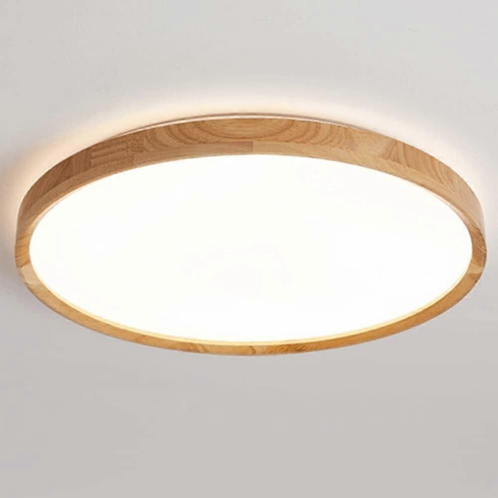 Modern UltraThin LED Ceiling Light Flush Mount with Adjustable Tricolor Wood and Metal Fixture 15.7in
