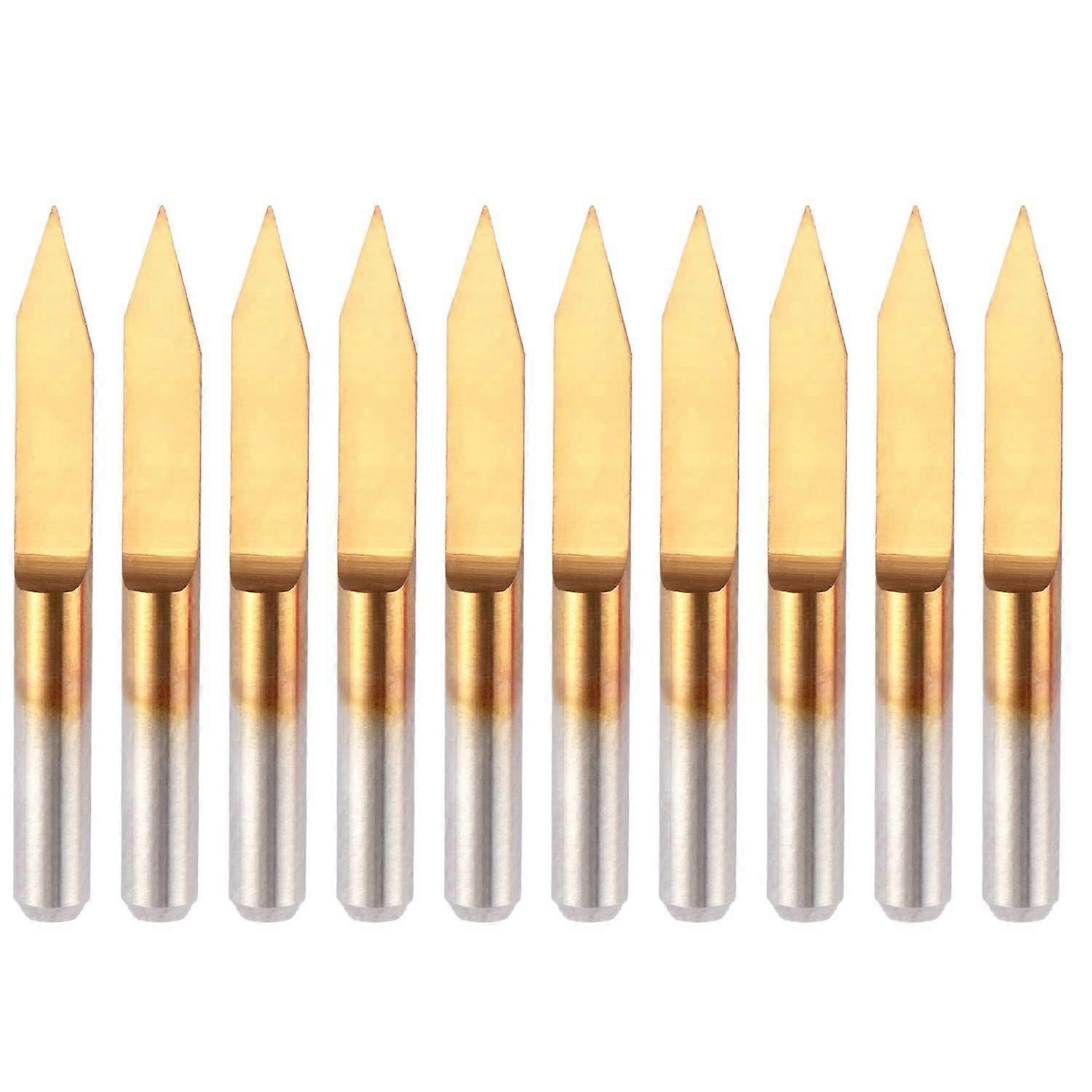 10Pcs Tip Titanium Coated Flat Bottom Carbide PCB Engraving Bits