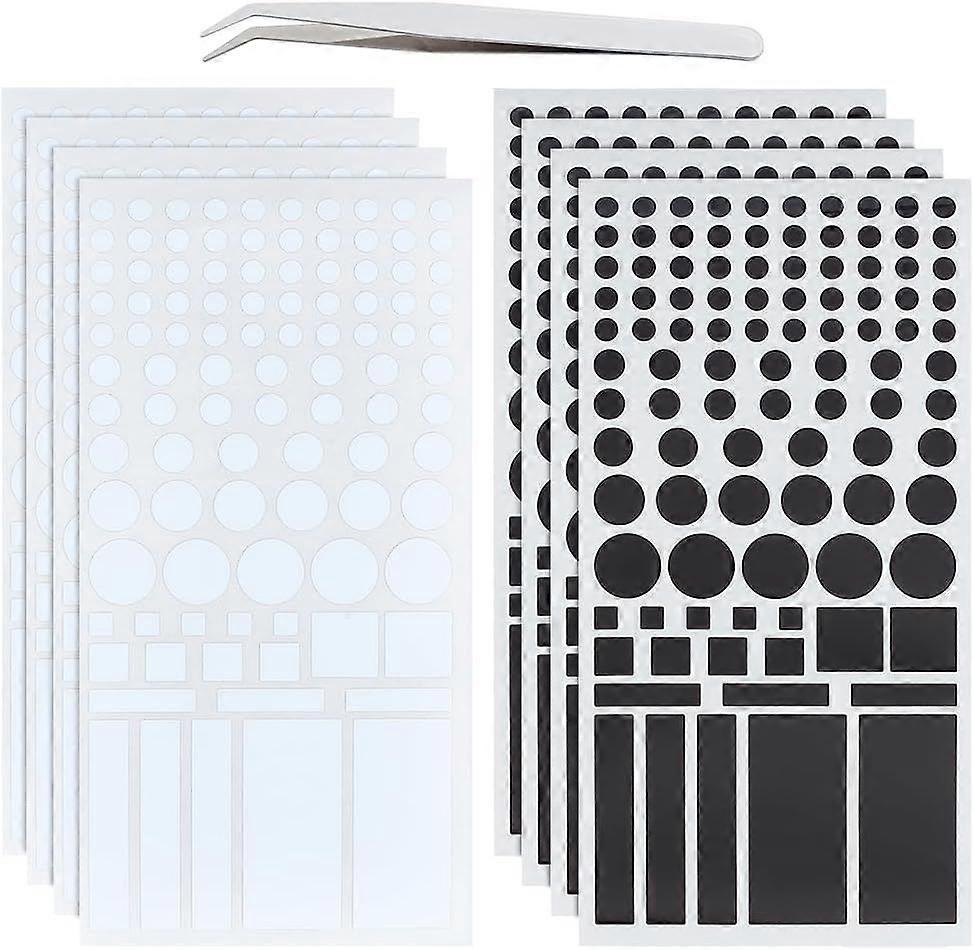 8 Sheets LED Light Blocking Stickers Black and White 50% Dimming of LED Cover Stickers for Clocks Routers Controllers(with Tweezer)