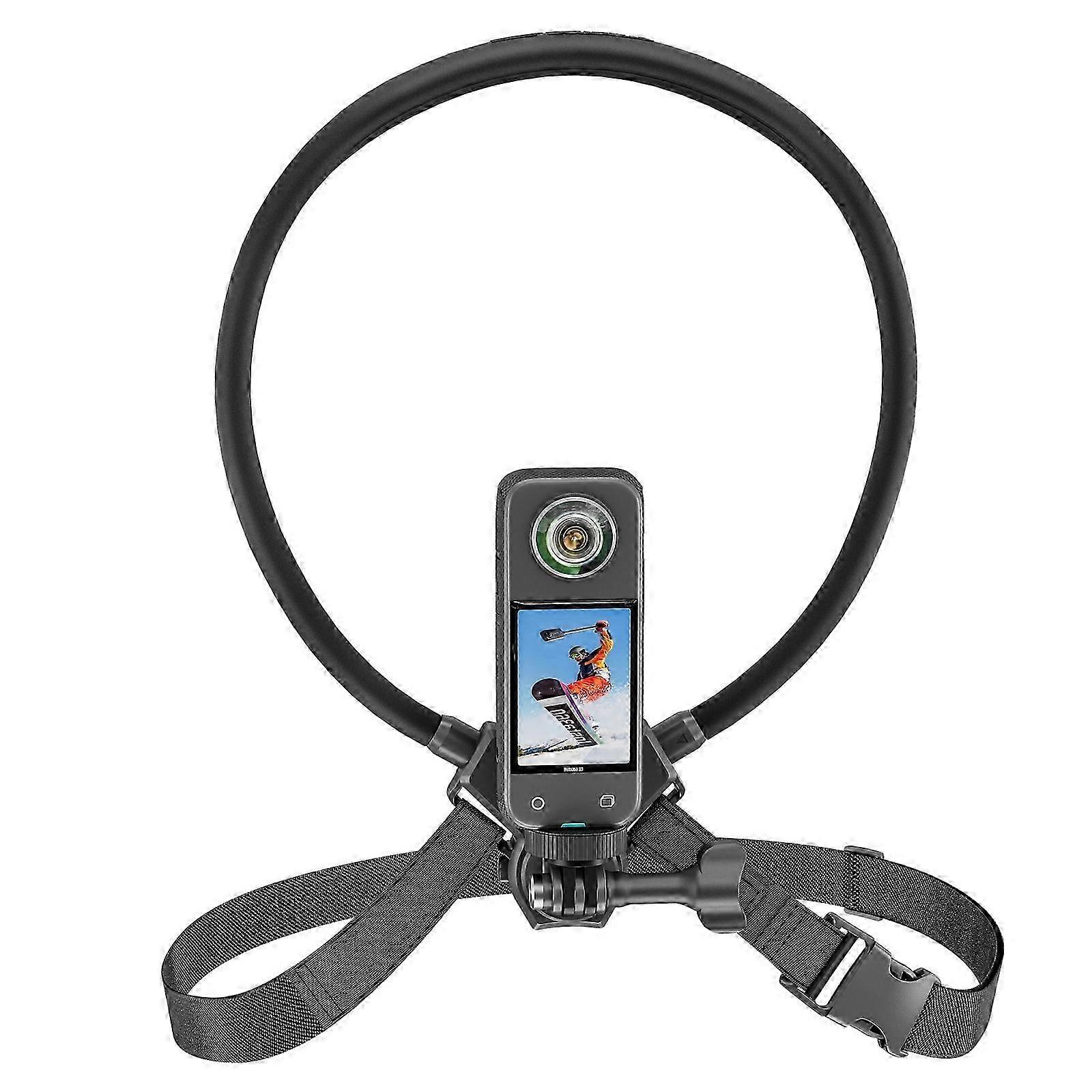 Lazy Adjustable Neck Vlog FPV POV Bracket with Chest Strap for DJI / GoPro / Insta360 Action Cameras / Smartphones (Black)