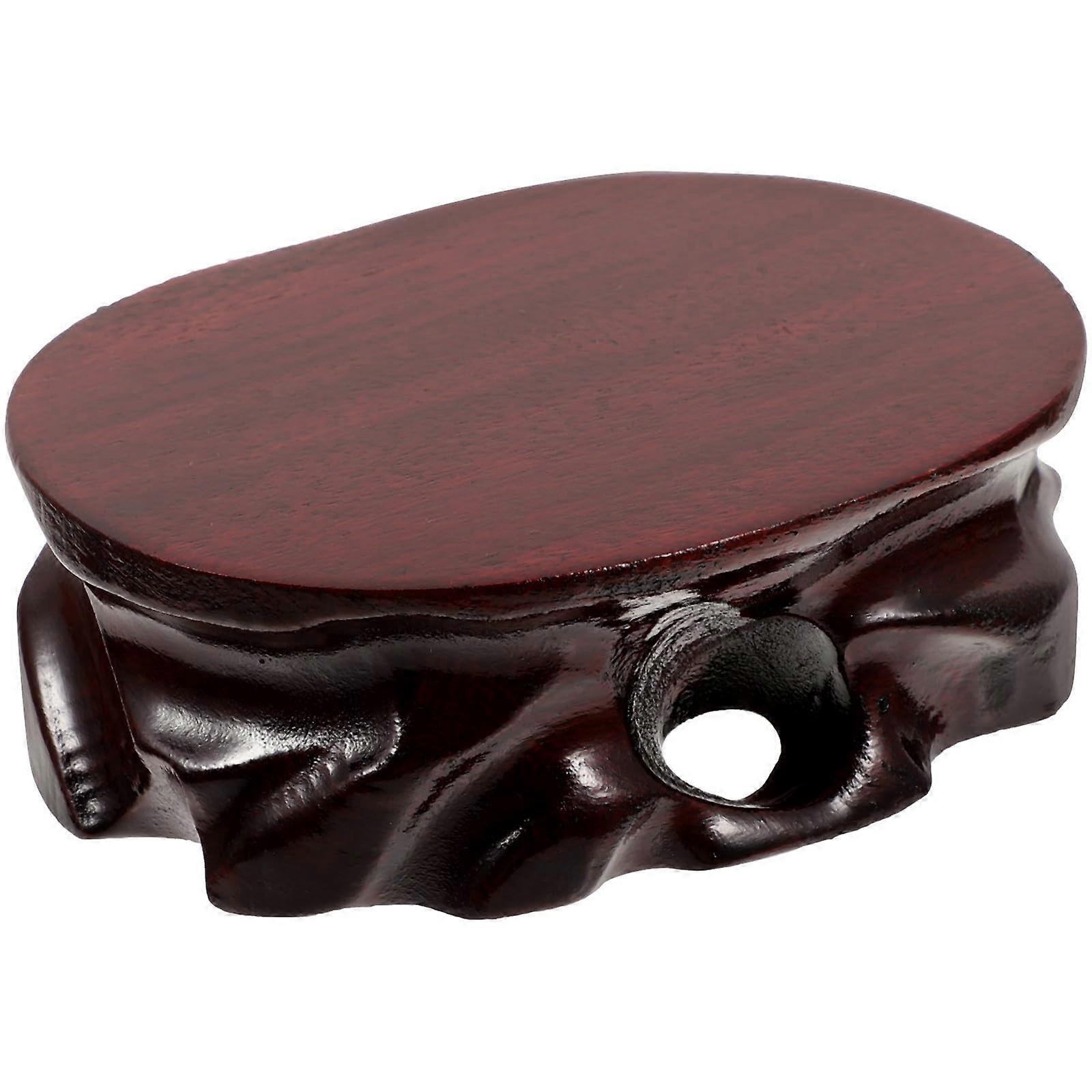 Wooden Display Stand with Rustic Style Oval Wood Pedestal Base for Teapot Vase Statue Home Décor