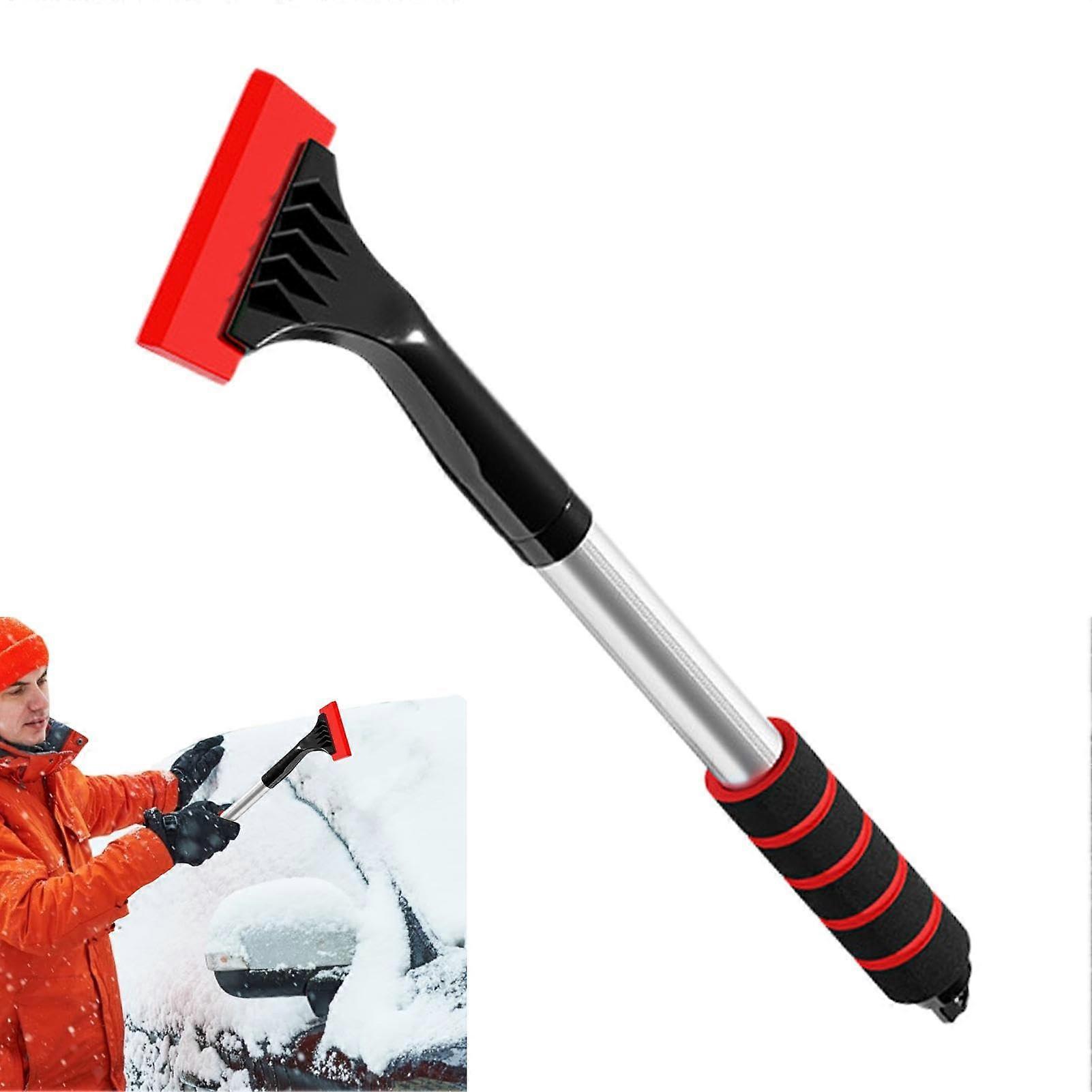 Car Ice Scraper with Telescopic Handle and Foam Grip for Effortless Ice Removal on Cars, Trucks and SUVs