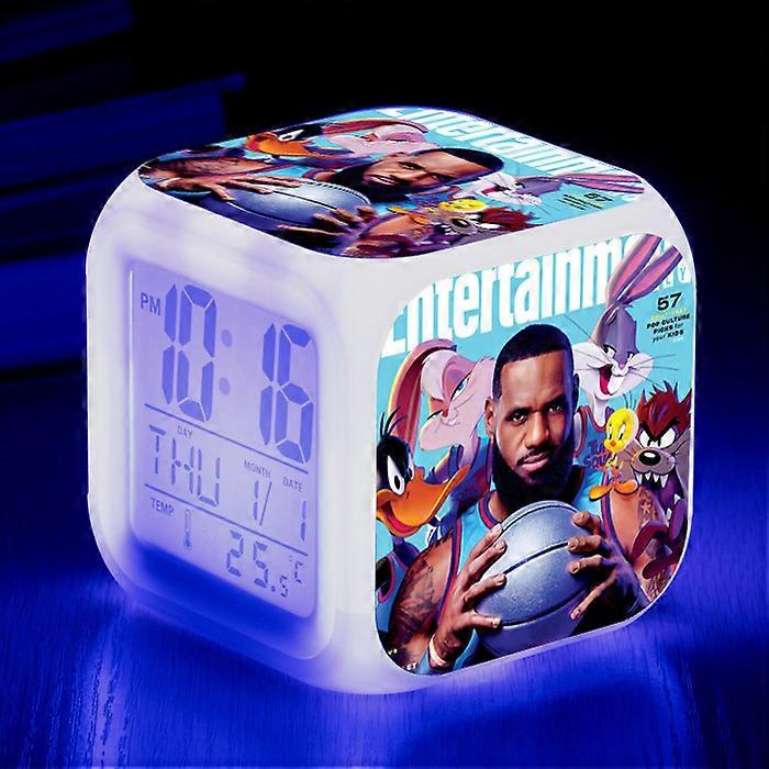 Monster Warriors New Generation LED Seven-Color Changing Alarm Clock, Creative Square Clock Gift