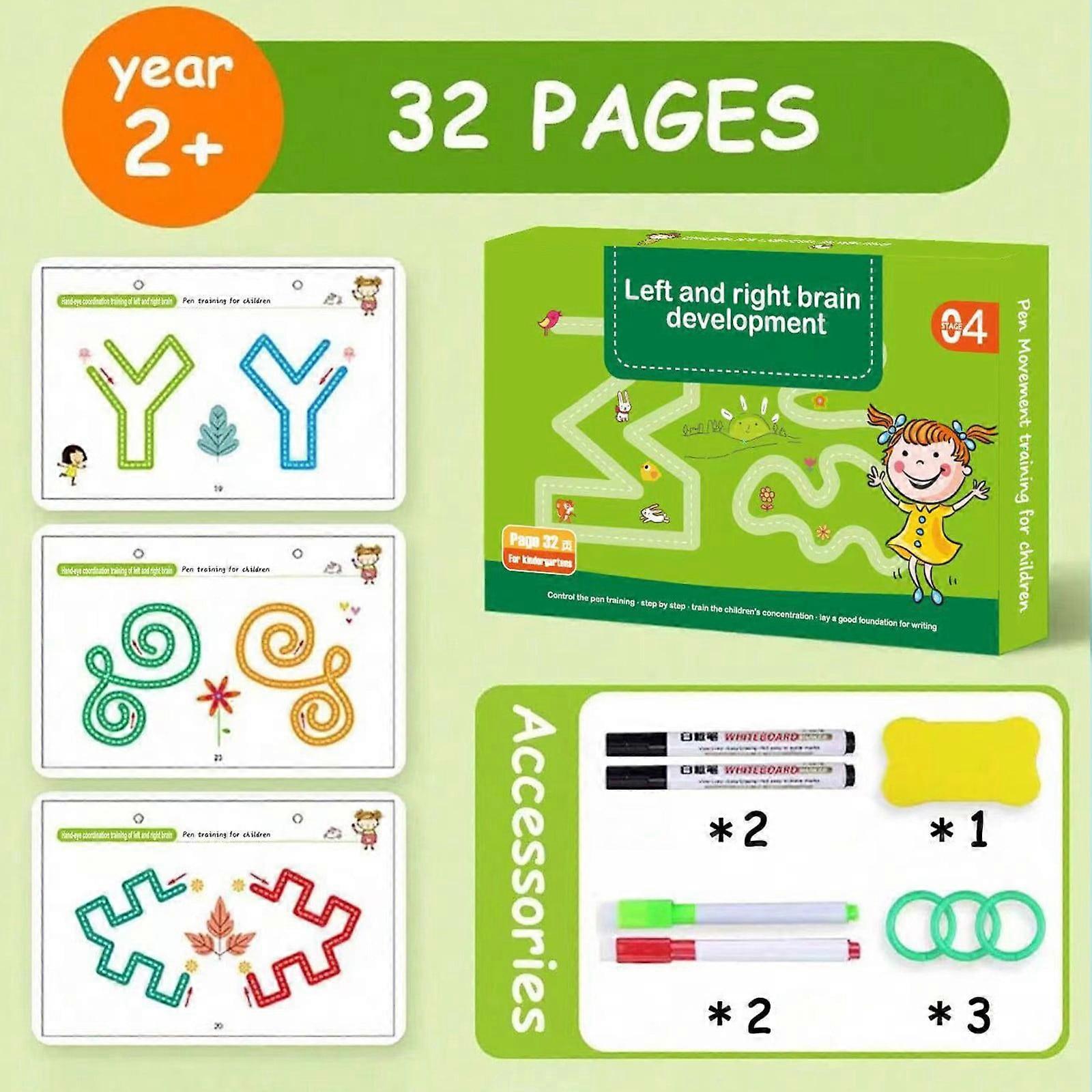 SKDOGDT Scribble Smart Workbook Erasable Concentration Pen Control Training Stationery, Assorted