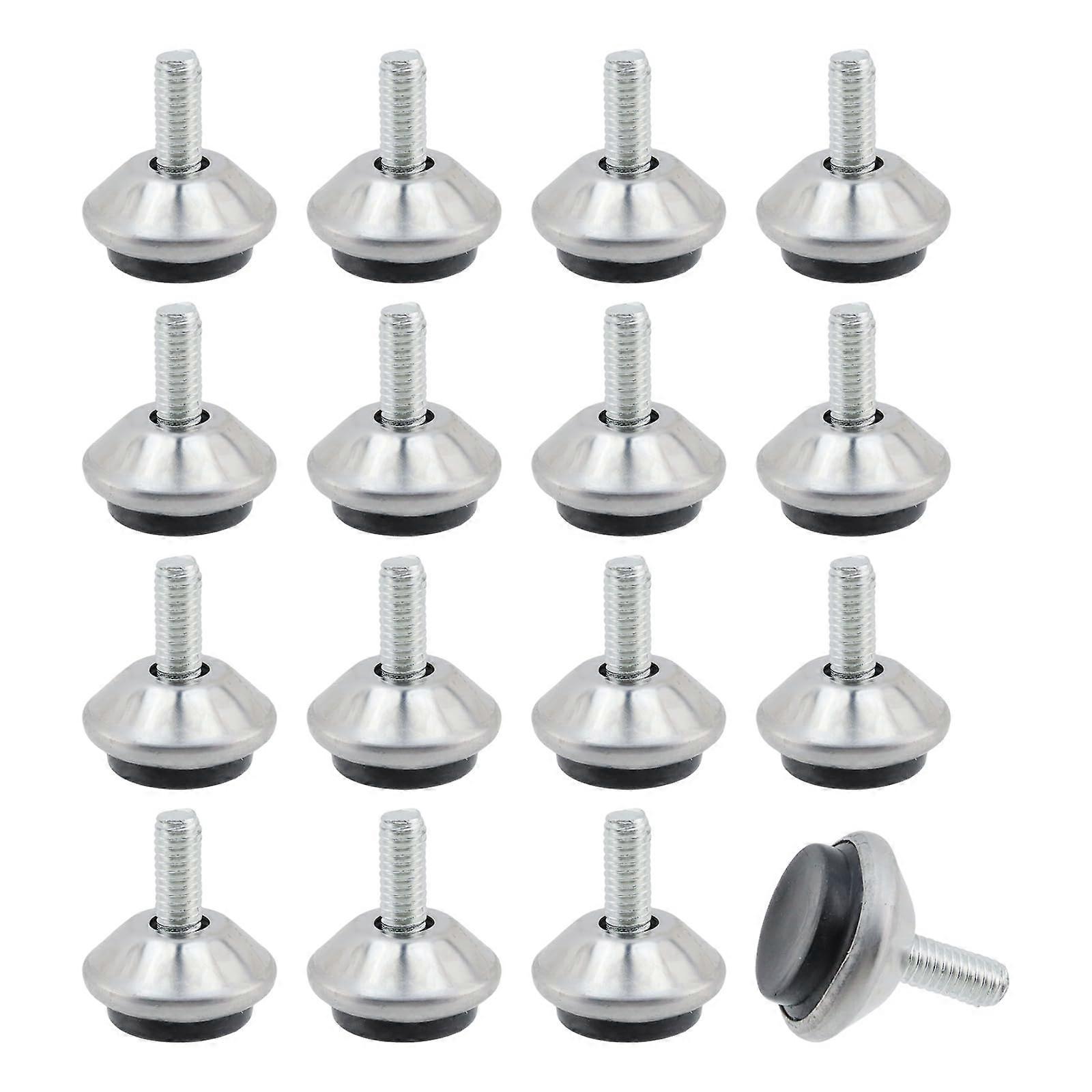 M6 Adjustable Furniture Feet 16 Pcs Leg Levelers for Table and Chair with Rubber Base for Stability