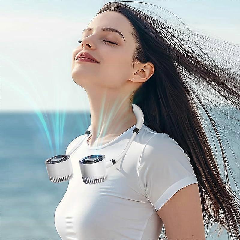 Portable Neck Fan with LED Display, 4 Speed Modes, Foldable Rechargeable Design for Outdoor Work
