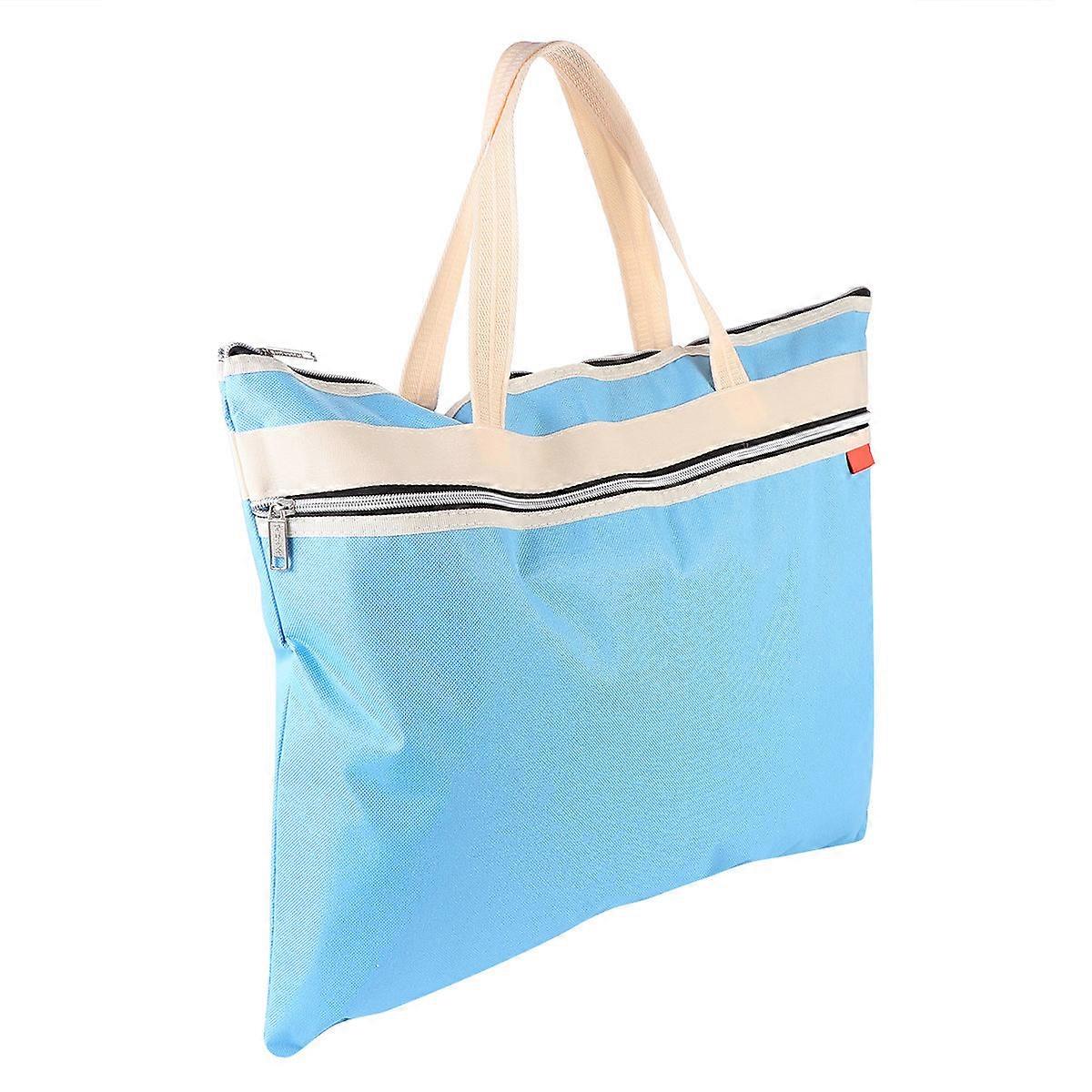 Zipper Folder A3 Size Waterproof Art Supply Transport Pouch Rectangular Multi Purpose Blue 1Pcs