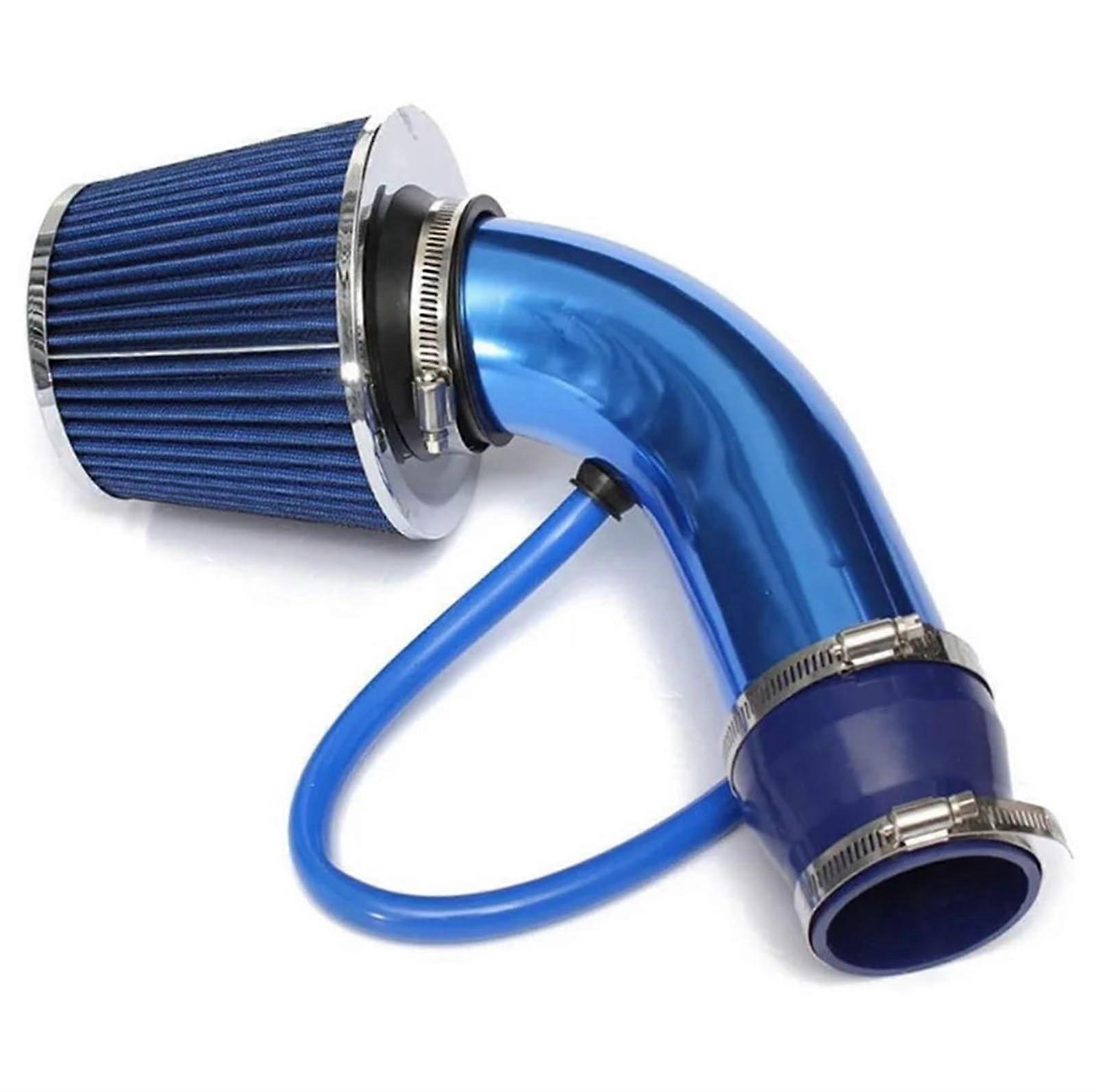 Universal 3 Inch Cold Air Intake Kit Blue with Aluminium Pipe and Filter Boosts Engine Performance