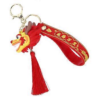Decorative Dragon Keychain for Bag Hanging Pendant Red Silicone Zinc Alloy