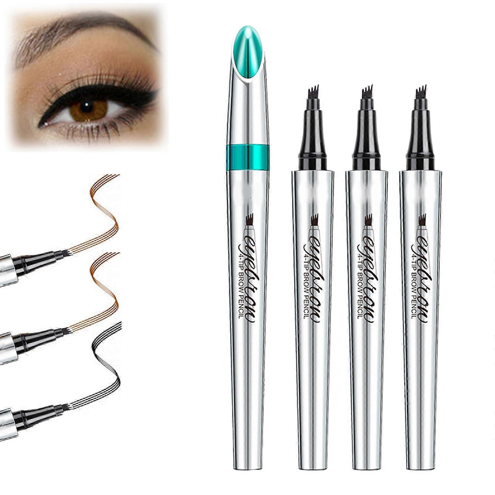 Waterproof Microblading Eyebrow Pen 4 Fork Tip Tattoo Pencil LongLasting SmudgeProof 3PCS