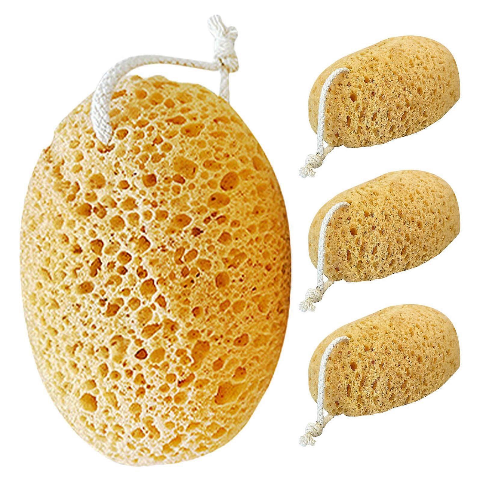 4pcs Honeycomb Bath Sponge Gentle Exfoliating Body Scrubber with Quick Dry Hanging Loop