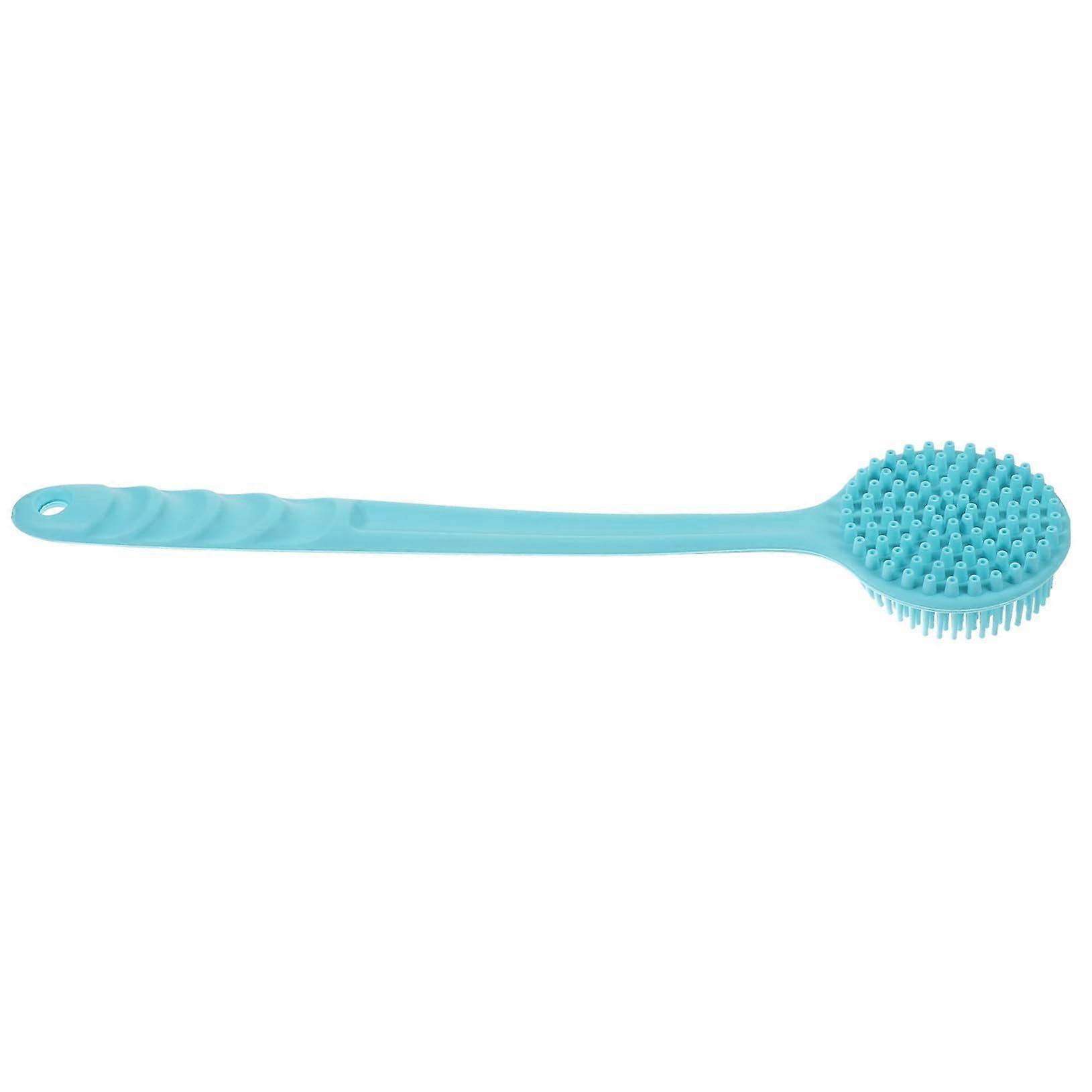 Silicone Bath Brush with Long Handle for Deep Clean Back Scrubber Ergonomic Grip Matcha Green