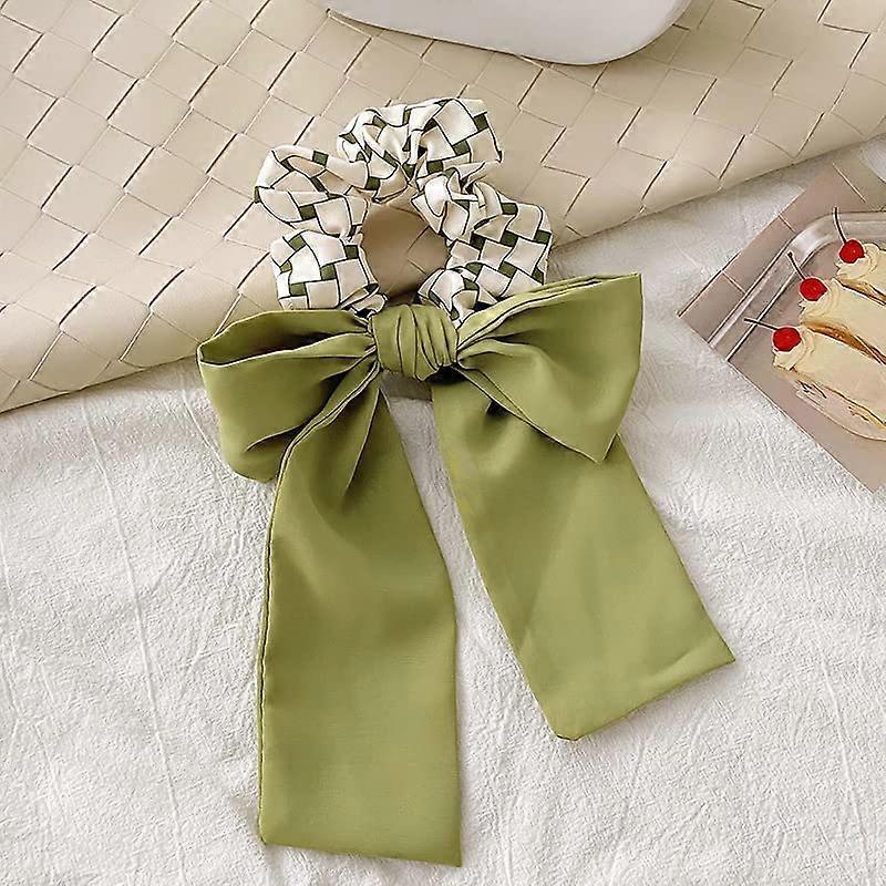 Two Piece Green Plaid Hair Bow Set with Secure Loop for Girls