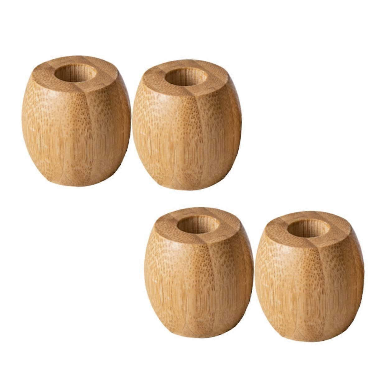 4pcs Bamboo Toothbrush Holder Stand for Bathroom, SpaceSaving Hygienic Storage Rack