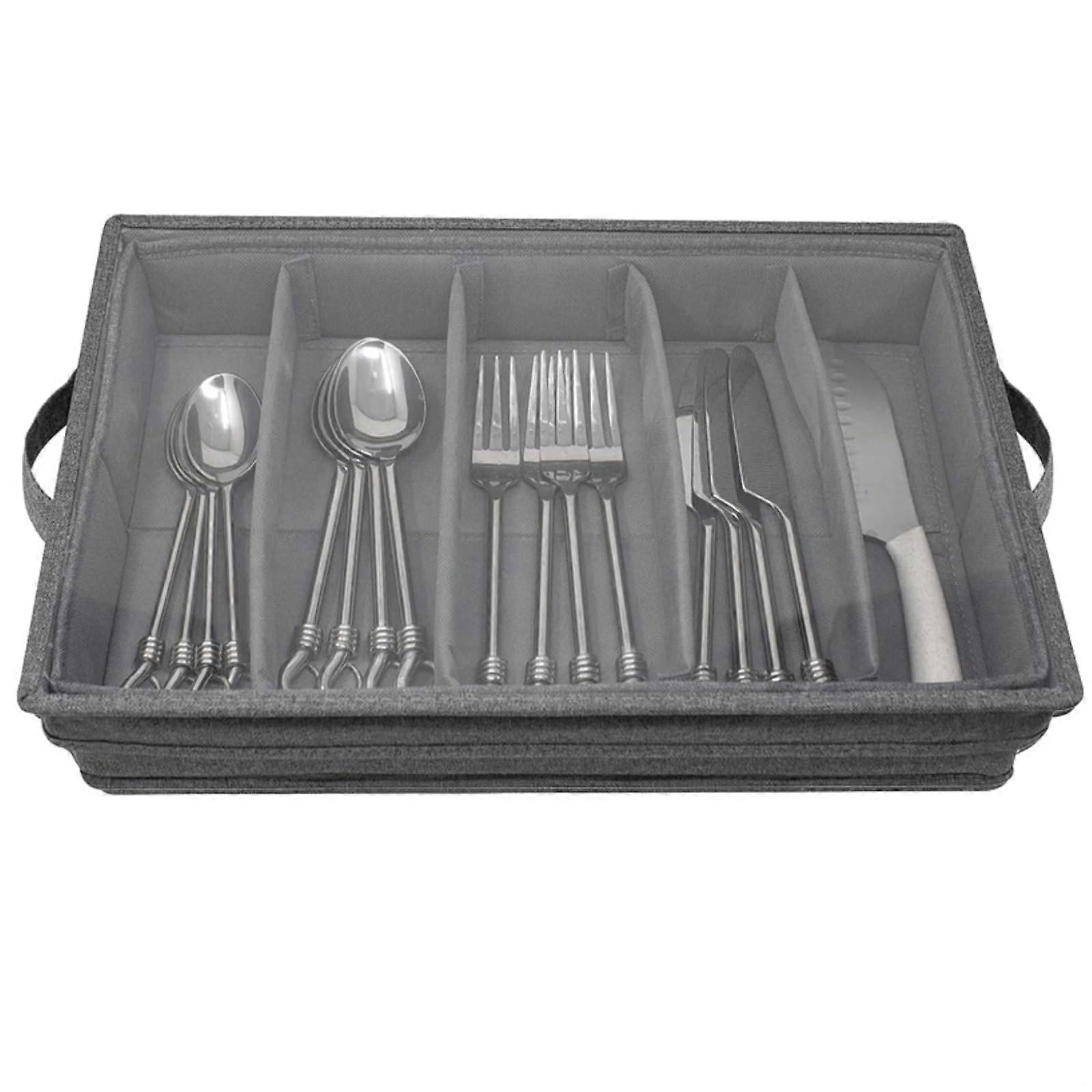 Silverware Drawer Organizer with FiveSection Layout, Mesh Interior, Durable Fabric, Fits Standard Drawers