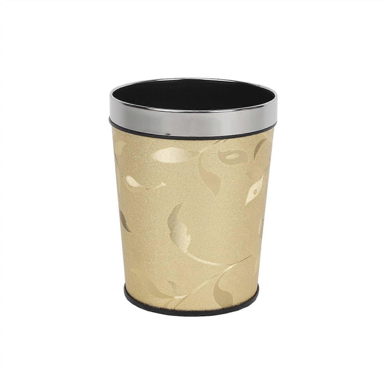 Small Plastic Waste Bin with Floral Design for Bedroom Office Kitchen Easy Bag Fixing