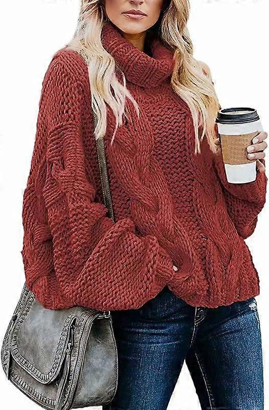 Women's Fall/Winter Oversized Cable-Knit Sweater in Solid Color for a Relaxed Look