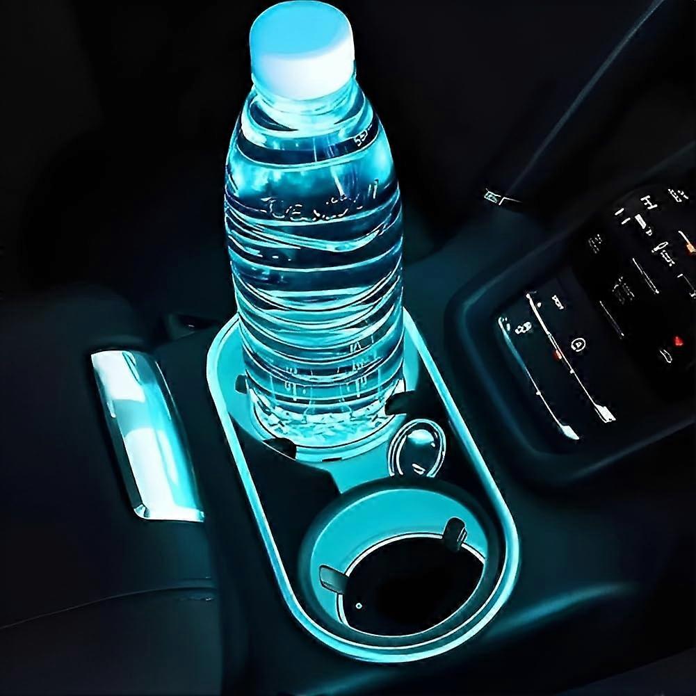 2PCS LED Car Cup Holder Lights with Smart Vibration Sensor, 7Color USB Rechargeable Interior Coasters