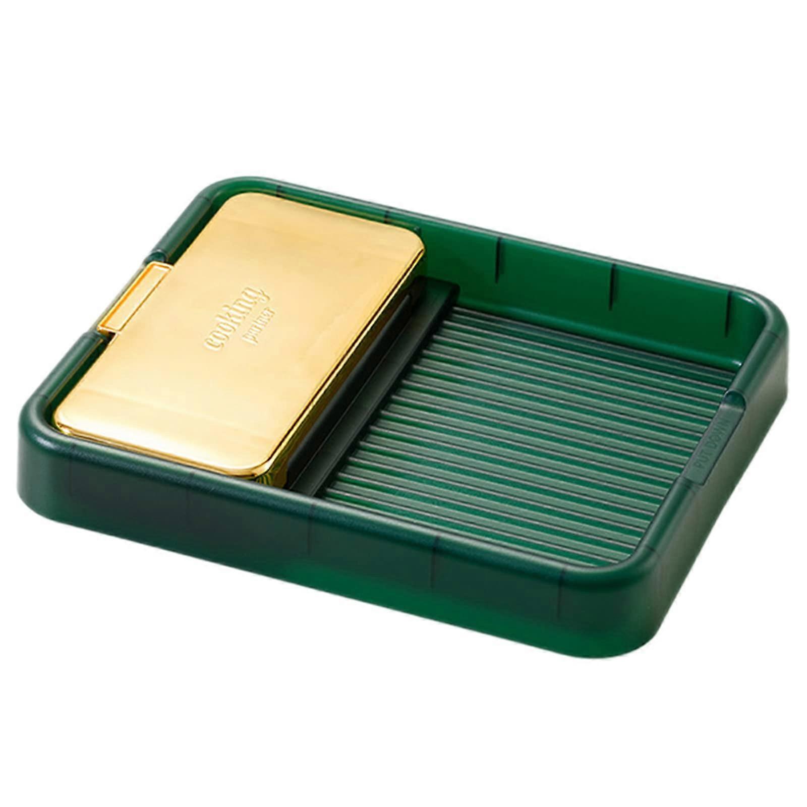 Foldable Lid Holder with Utensil Support, SpaceSaving Kitchen Pot Lid Rack Organizer, Green