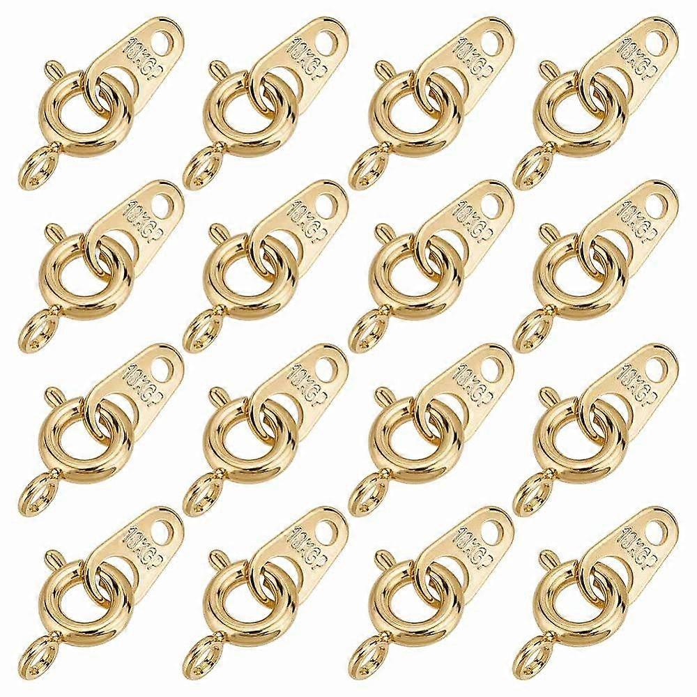 16pcs Brass Spring Ring Clasps Real 18K golden Plated 11.5mm