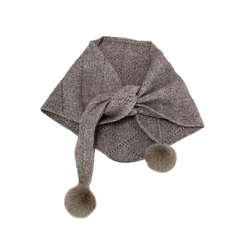 Écharpe triangulaire en laine tricotée chaude et neuve, multifonctionnelle et douce, avec pompon mignon.