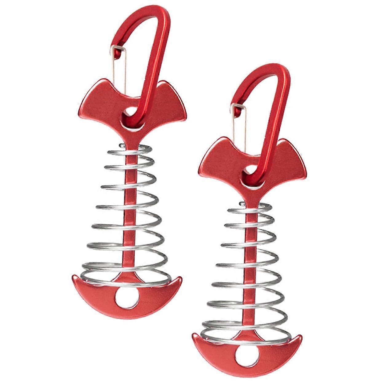2pcs Aluminum Fishbone Tent Stakes with Spring Hook for Secure Windproof Camping and Canopy