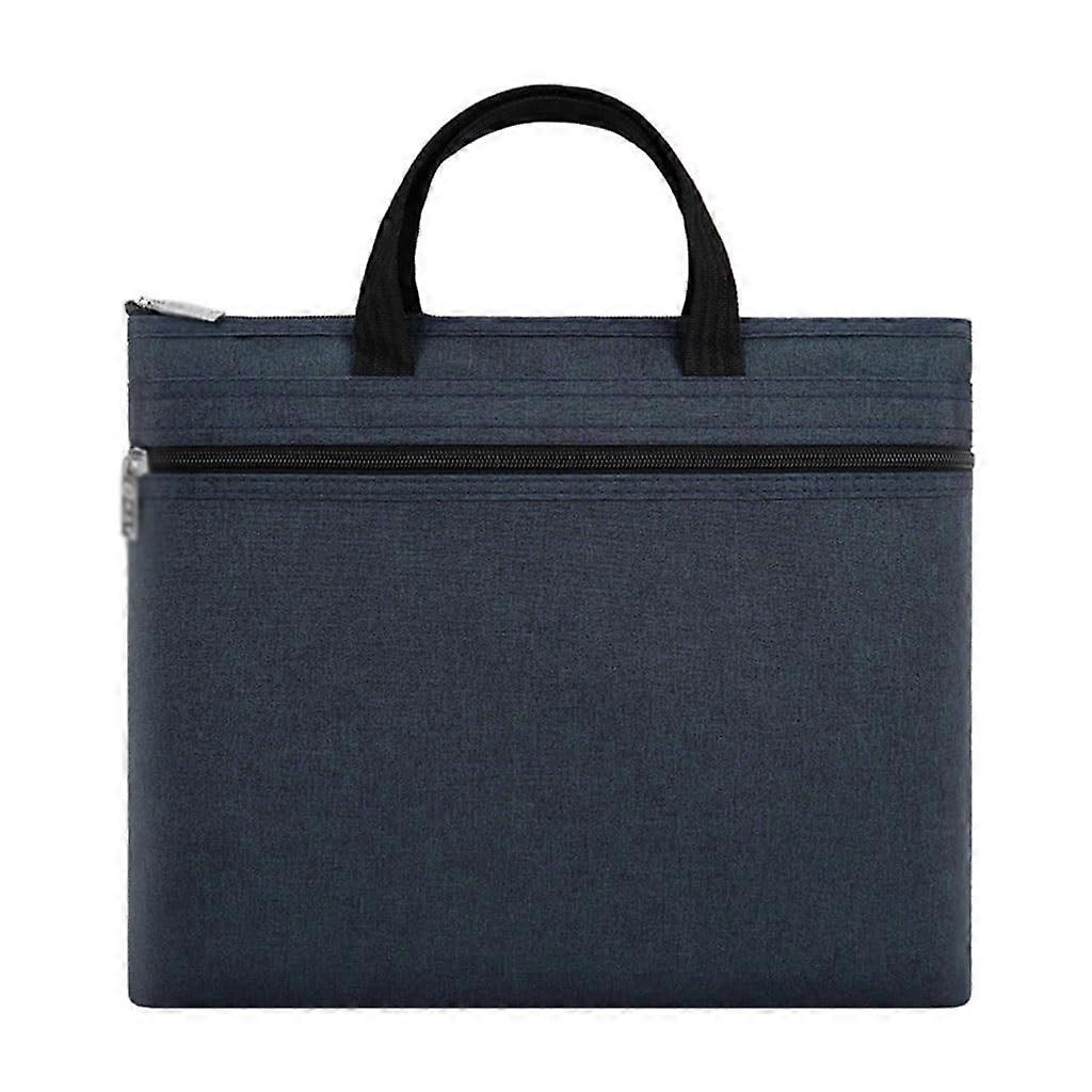 Large Capacity Waterproof Document Bag with Zipper, Double Layer Conference Bag with Canvas Handle