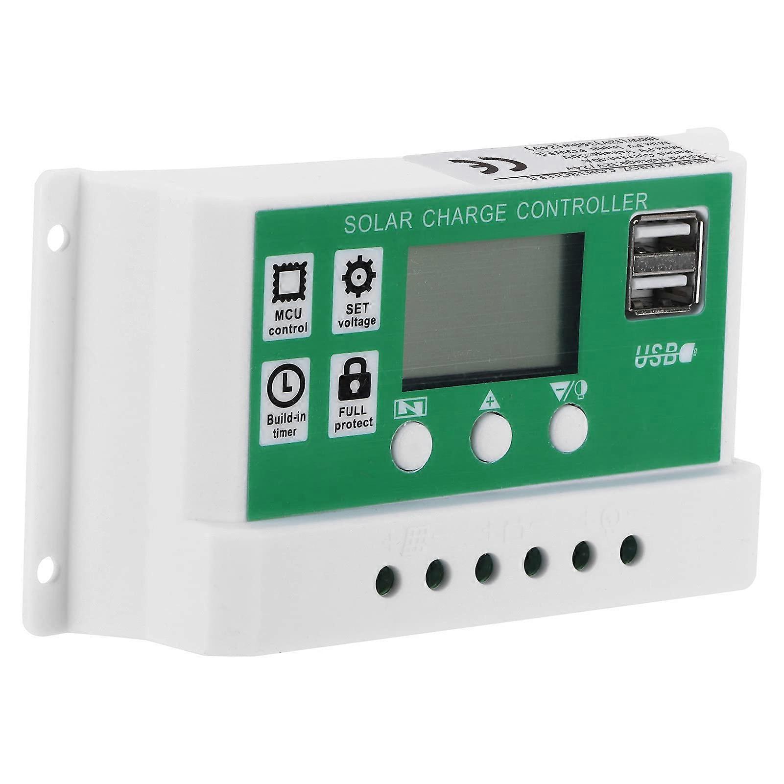 Solar Charge Controller 10A 12V 24V PWM with Large LCD Display and MultiProtection for Solar Panels