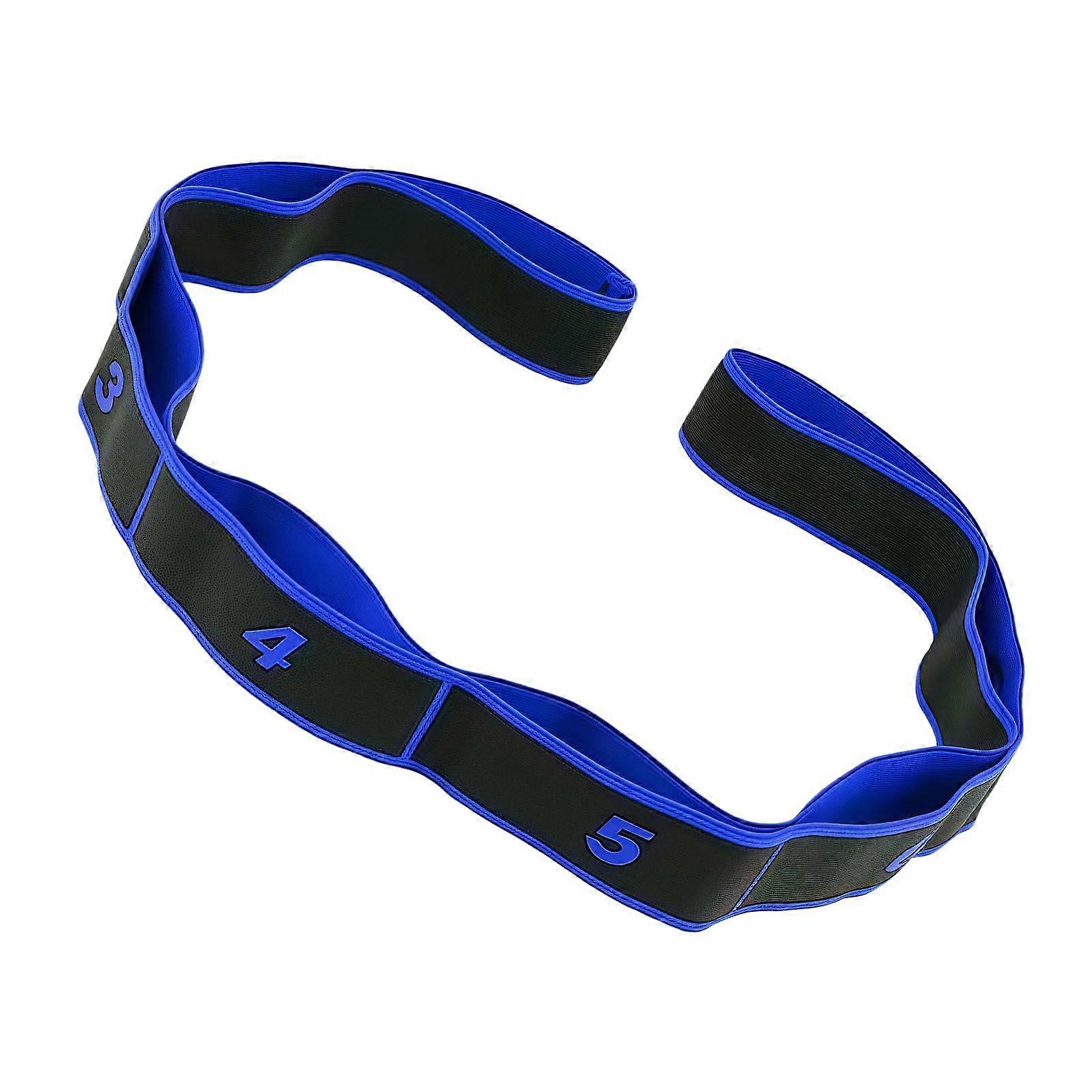8 Section Pilates Resistance Band with Numbers, Dance Stretching Strap for Flexibility, Blue
