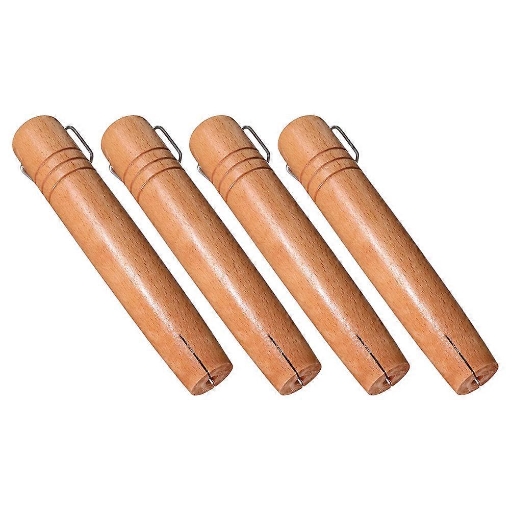 Light Brown Wooden Pan Handle Replacement for Kitchen Cookware 4Pcs