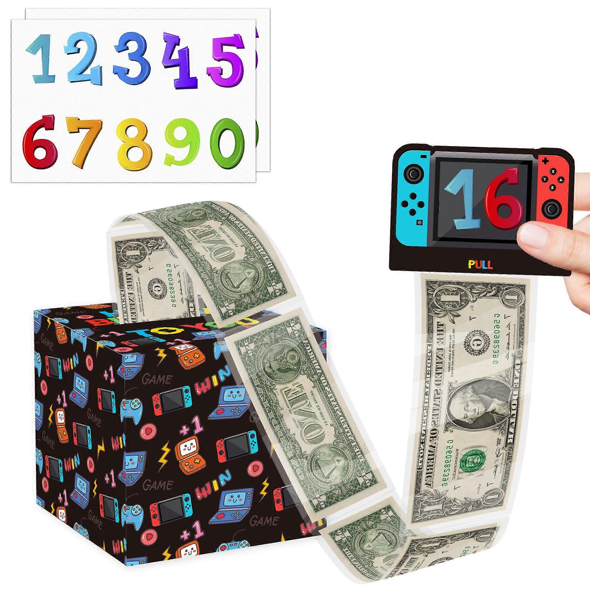 Money Gift Box with Pull Tab  Interactive Birthday Cash Gift Set for Parties, Includes 100 Bags