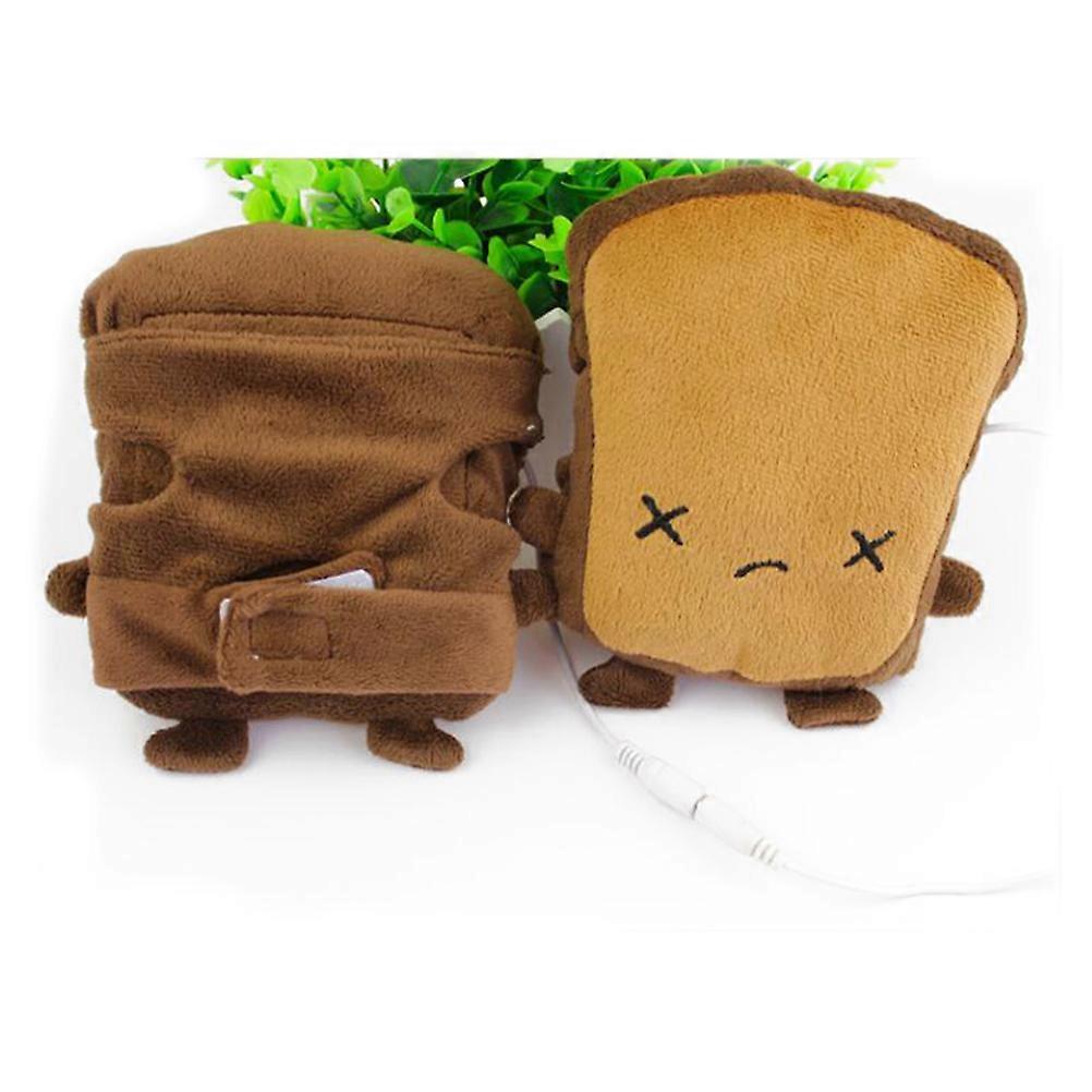 USB Heating Gloves Toast Pattern Half Wearable Hand Warmers 1Pair