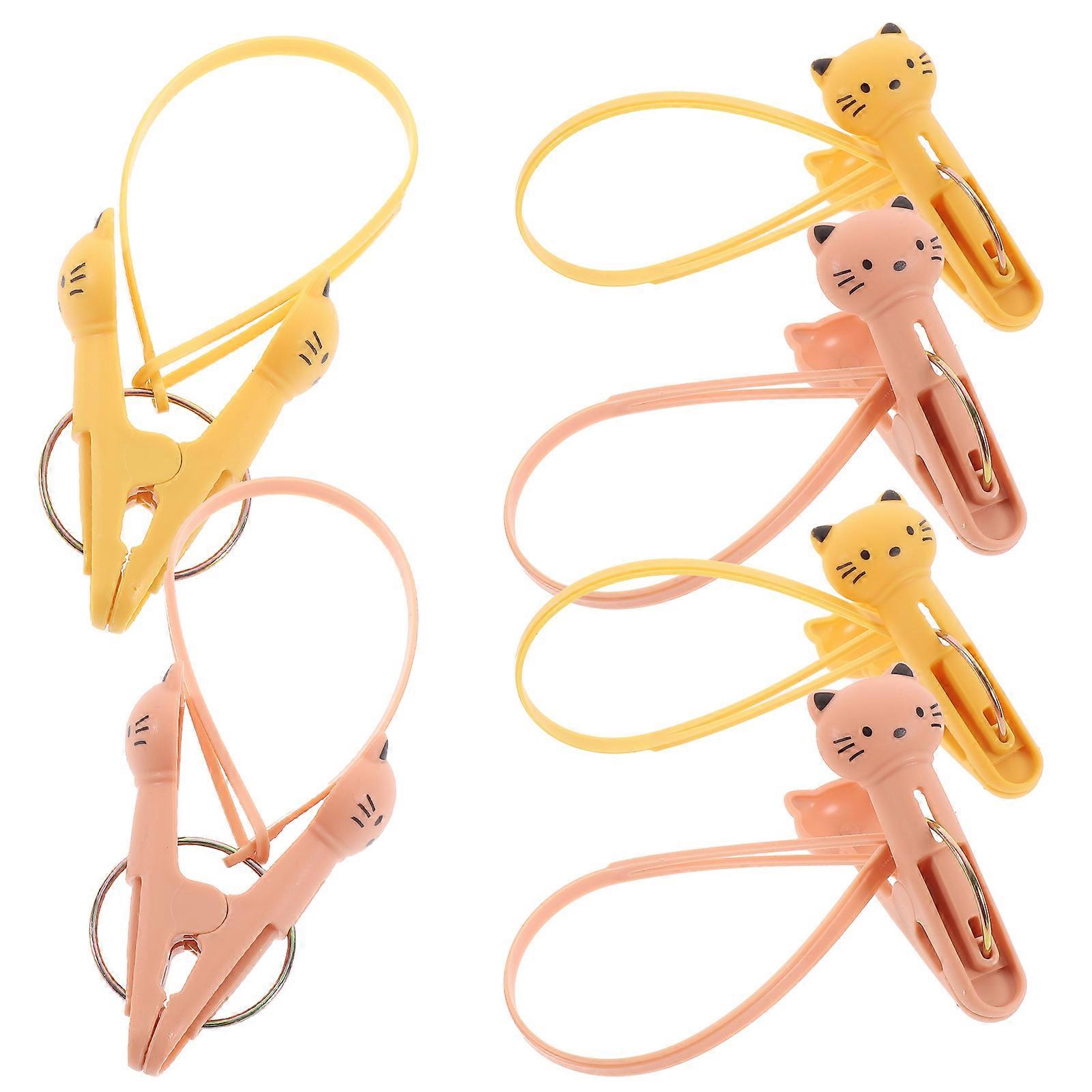 6Pcs Windproof Office Clips with Rope Multipurpose Clothespins for Curtains