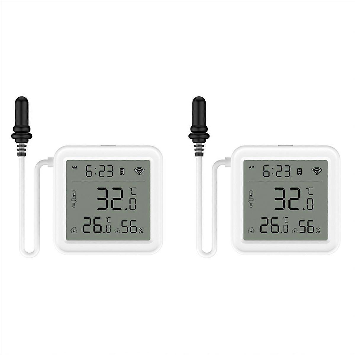 2X Tuya Smart Home WiFi Temperature & Humidity Sensor with 1M External Probe App Remote Viewing