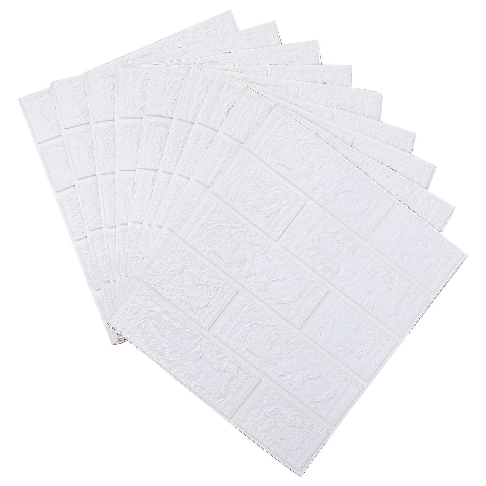 3D Brick Wall Sticker White Xpe Material for Decoration 10Pcs Durable Panels