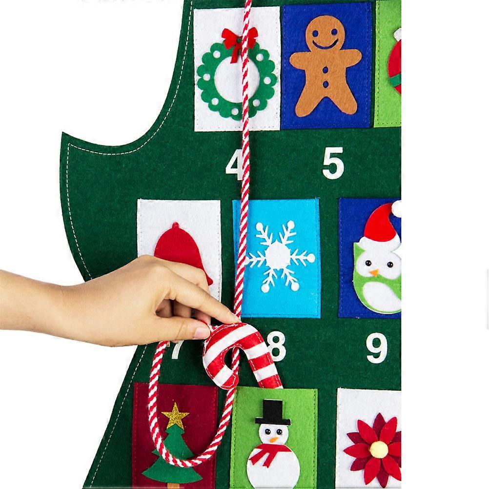 Christmas Calendar Felt Tree Shape for Countdown Multi Color