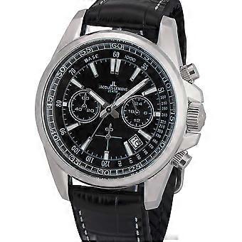 Jacques Lemans Svart Äkta Läder Eller Läderimitation Liverpool Chronograph 1-2117A Herrklocka