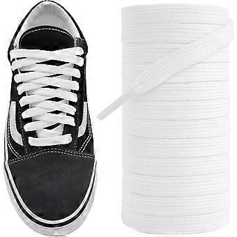 5/16" Cotton Flat Shoelaces for Vans Skate Shoes, 8mm Cotton Shoe Laces Replacement Strings for Canvas Sneakers  White (5/16")   54"/140cm