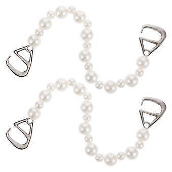 2pcs Pearl Shoe Chain Bling Metal Shoe Charms Decoration Shiny Faux Jewelry Chains For Shoes Sandals And Casual Shoes For DIY Decoration