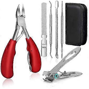 Cortadores de unhas para idosos unhas grossas e unhas encravadas - cortadores de unhas de aço inoxidável com aderência macia com lima de unha (vermelho)