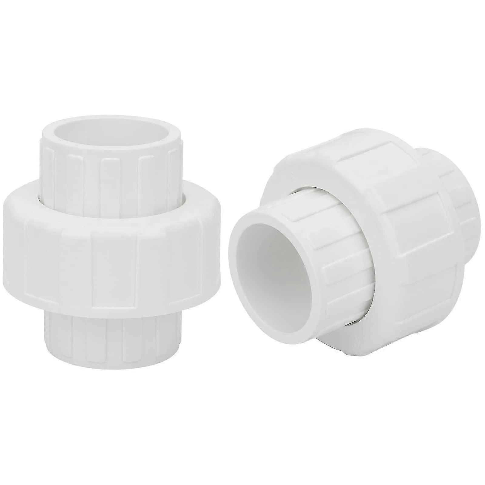 2 Pcs PVC Union Coupling Pipe Fitting Adapter, 1 Inch