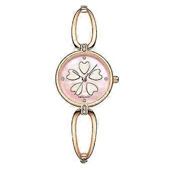 MOKAGO elegant roséguldklocka för kvinnor - hjärtklöverfärgad urtavla med diamantdetaljer | Snyggt moderiktigt armbandsur för kvinnor