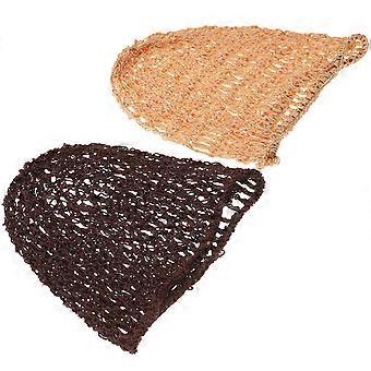 2pcs Handcraft Crochet Net Hat Long Sleeping Hat Hair Protective Nightcap Hair Protector(Beige, Coffee, 1pc for Each Color)