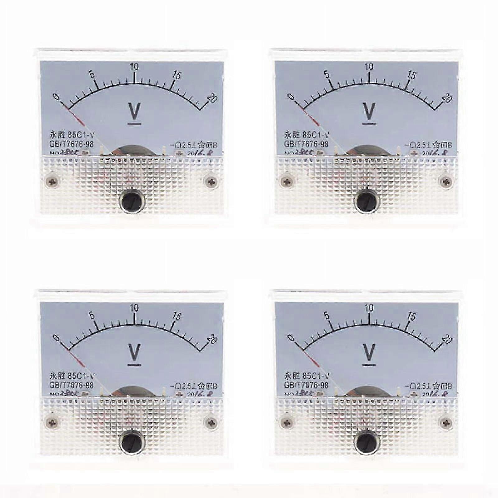 4X DC 0-20V 85C1-V Class 2.5 Voltmeter Analog Volt Panel Meter