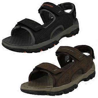 Sandales ajustables Skechers Garo 204105 pour homme - Chocolat synthétique - Pointure UK 13 / EU 48,5 / US 14