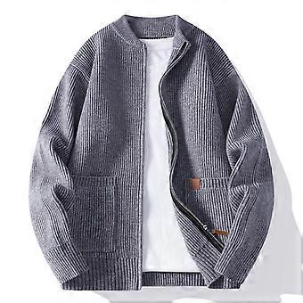 Men's Fall Knitted Cardigan Sweater Jacket Simple Striped Casual Coat