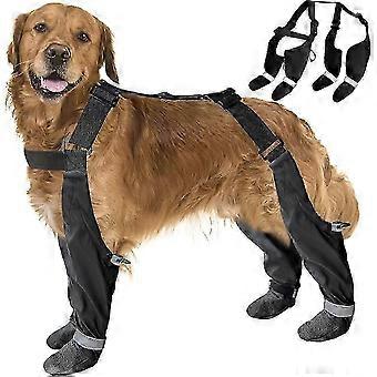 Hundstövlar med hängslen, stora hundregnstövlar, vattentäta vinterstövlar för hundar, snöbyxor, PawProtectors leggings L