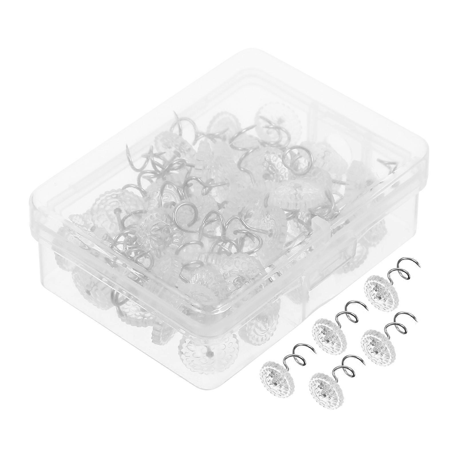 60pcs Plastic Head Twisted Twisting Nail Fixed Sheet Nails Transparent Practical for Home