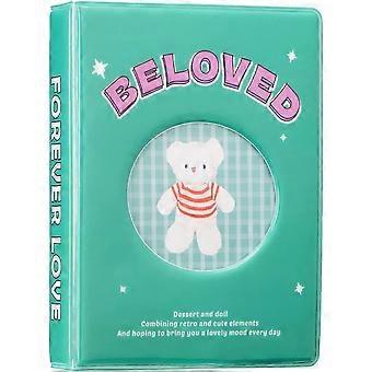 3 Inch Mini photocard binder kpop Photo Album Photocard Holder ,Hollow Photocard Id Holder 64 Pockets (Green)